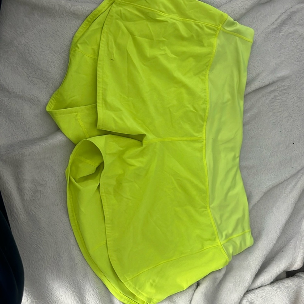 Lululemom speed up shorts, highlight yellow, size 14